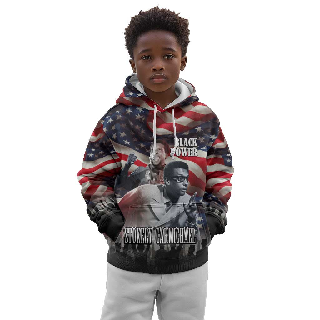 Stokely Carmichael Kid Hoodie American Flag Background Black Power Quote Civil Rights Leader Powerful Speech - Wonder Print Shop