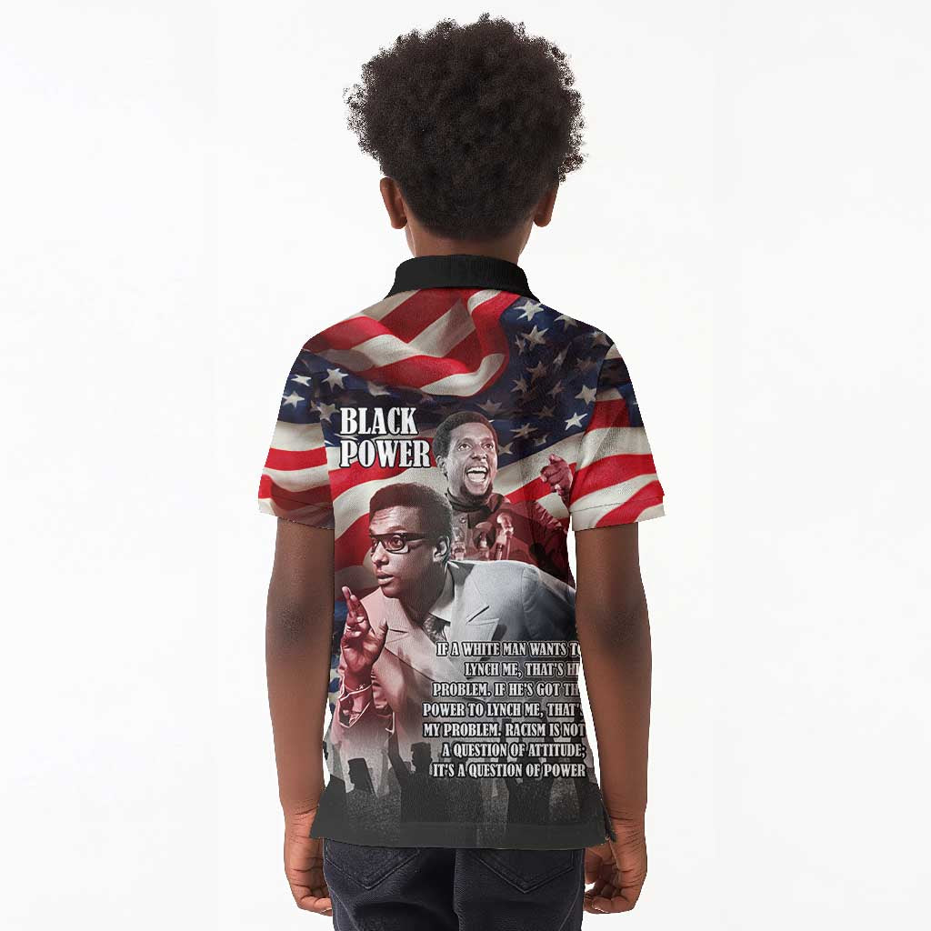 Stokely Carmichael Kid Polo Shirt American Flag Background Black Power Quote Civil Rights Leader Powerful Speech - Wonder Print Shop
