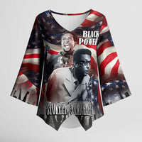 Stokely Carmichael Kimono Sleeve Blouse American Flag Background Black Power Quote Civil Rights Leader Powerful Speech - Wonder Print Shop