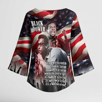Stokely Carmichael Kimono Sleeve Blouse American Flag Background Black Power Quote Civil Rights Leader Powerful Speech - Wonder Print Shop