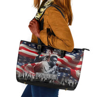 Stokely Carmichael Leather Tote Bag American Flag Background Black Power Quote Civil Rights Leader Powerful Speech - Wonder Print Shop