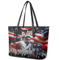 Stokely Carmichael Leather Tote Bag American Flag Background Black Power Quote Civil Rights Leader Powerful Speech - Wonder Print Shop