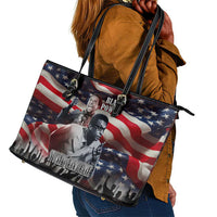 Stokely Carmichael Leather Tote Bag American Flag Background Black Power Quote Civil Rights Leader Powerful Speech - Wonder Print Shop