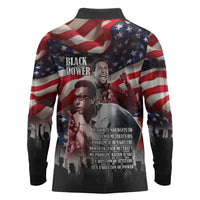 Stokely Carmichael Long Sleeve Polo Shirt American Flag Background Black Power Quote Civil Rights Leader Powerful Speech - Wonder Print Shop