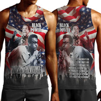 Stokely Carmichael Men Tank Top American Flag Background Black Power Quote Civil Rights Leader Powerful Speech - Wonder Print Shop
