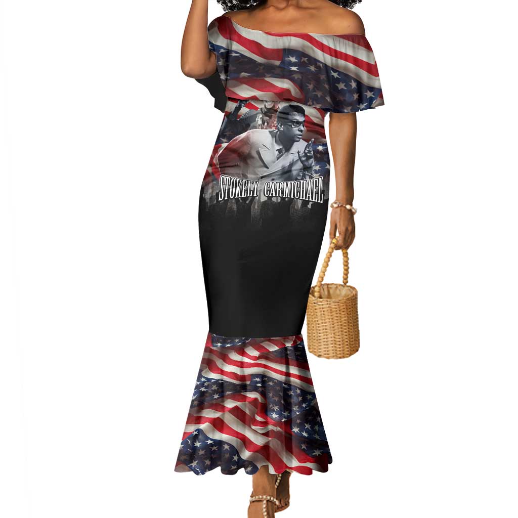 Stokely Carmichael Mermaid Dress American Flag Background Black Power Quote Civil Rights Leader Powerful Speech - Wonder Print Shop