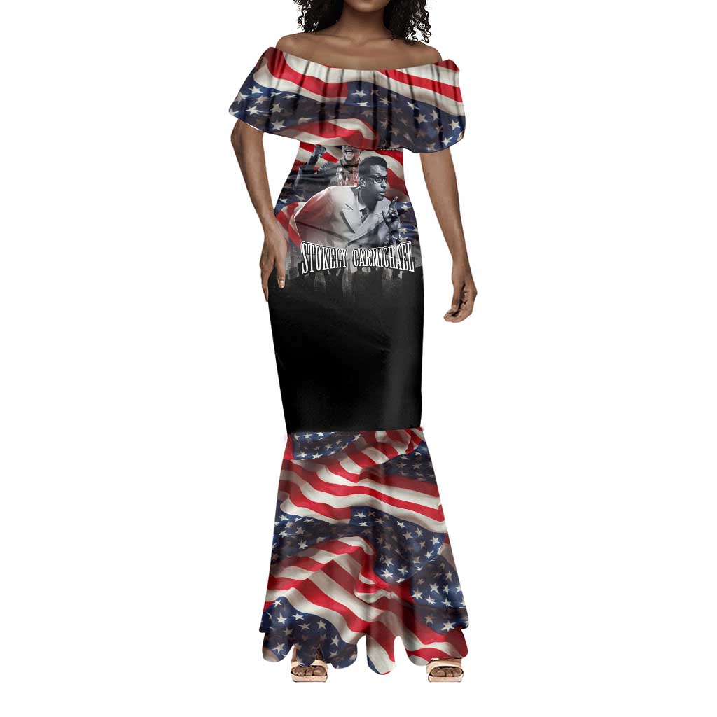 Stokely Carmichael Mermaid Dress American Flag Background Black Power Quote Civil Rights Leader Powerful Speech - Wonder Print Shop