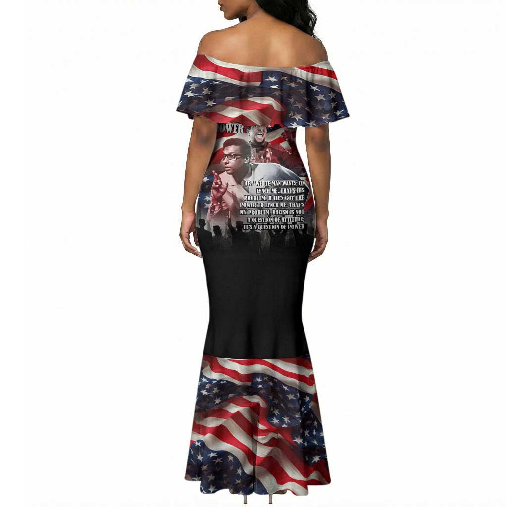 Stokely Carmichael Mermaid Dress American Flag Background Black Power Quote Civil Rights Leader Powerful Speech - Wonder Print Shop