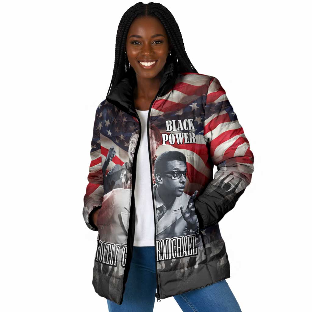 Stokely Carmichael Padded Jacket American Flag Background Black Power Quote Civil Rights Leader Powerful Speech - Wonder Print Shop