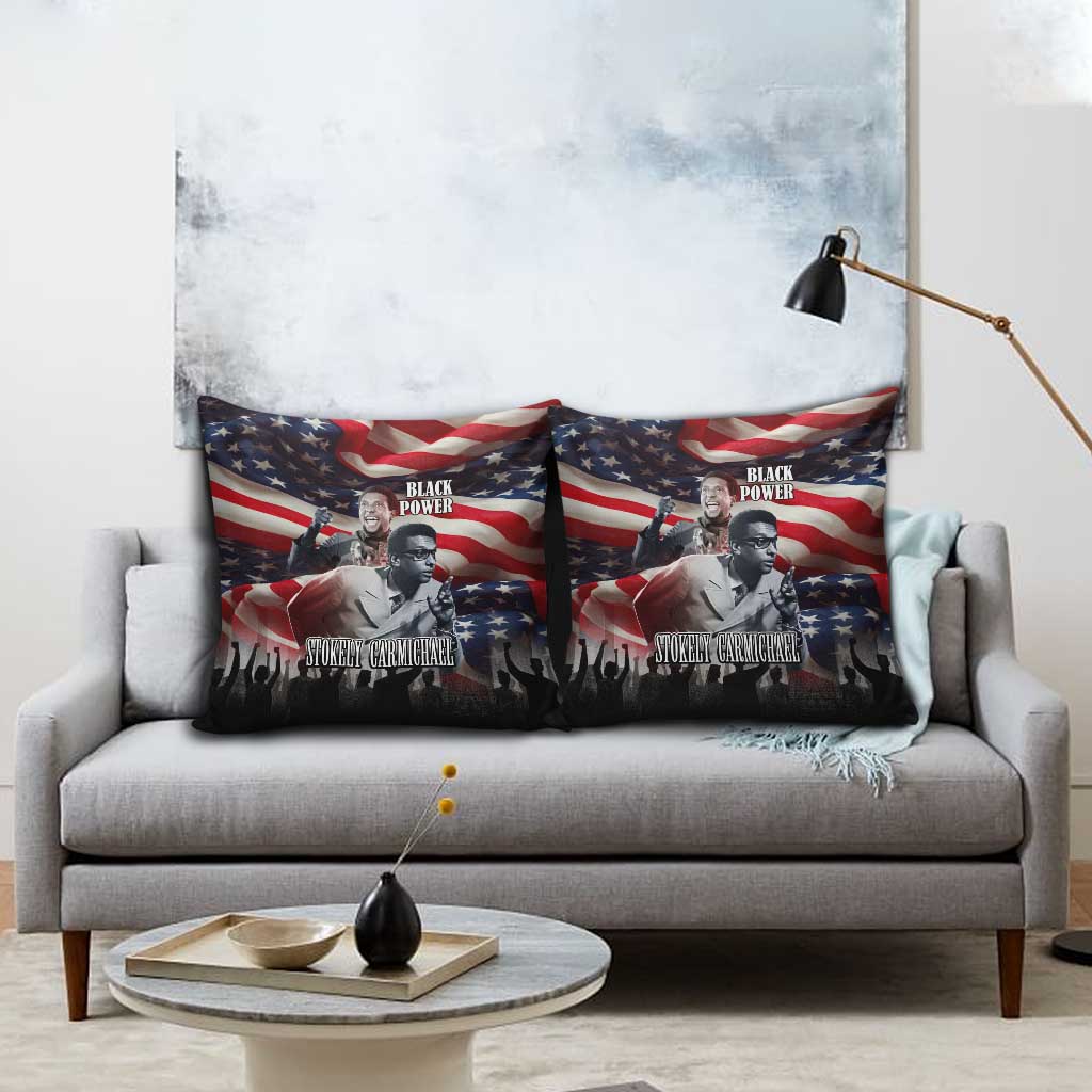 Stokely Carmichael Pillow Cover American Flag Background Black Power Quote Civil Rights Leader Powerful Speech - Wonder Print Shop