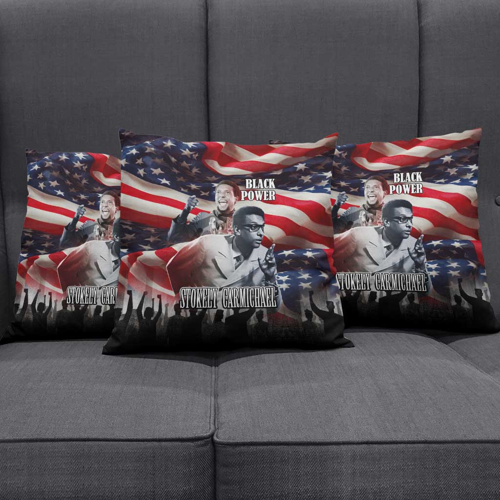 Stokely Carmichael Pillow Cover American Flag Background Black Power Quote Civil Rights Leader Powerful Speech - Wonder Print Shop