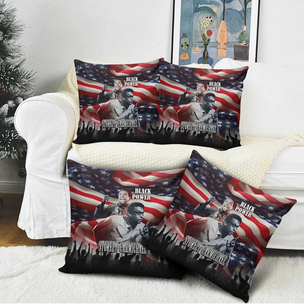 Stokely Carmichael Pillow Cover American Flag Background Black Power Quote Civil Rights Leader Powerful Speech - Wonder Print Shop
