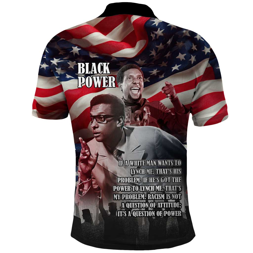 Stokely Carmichael Polo Shirt American Flag Background Black Power Quote Civil Rights Leader Powerful Speech - Wonder Print Shop