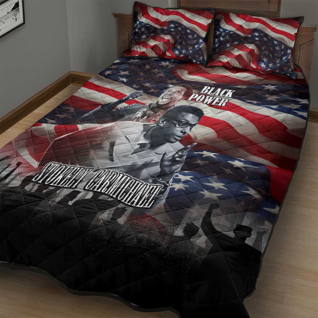 Stokely Carmichael Quilt Bed Set American Flag Background Black Power Quote Civil Rights Leader Powerful Speech - Wonder Print Shop