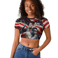 Stokely Carmichael Raglan Cropped T shirt American Flag Background Black Power Quote Civil Rights Leader Powerful Speech - Wonder Print Shop
