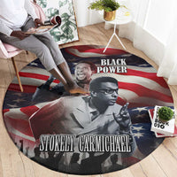 Stokely Carmichael Round Carpet American Flag Background Black Power Quote Civil Rights Leader Powerful Speech - Wonder Print Shop