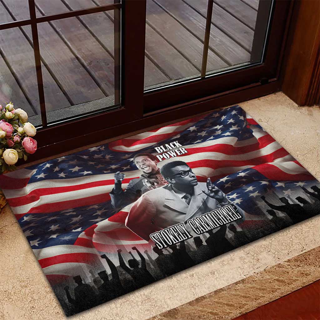 Stokely Carmichael Rubber Doormat American Flag Background Black Power Quote Civil Rights Leader Powerful Speech - Wonder Print Shop