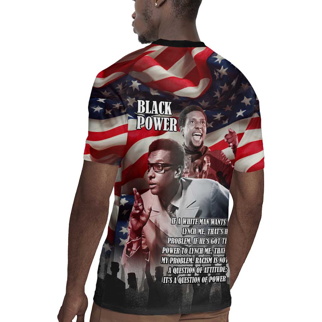Stokely Carmichael Rugby Jersey American Flag Background Black Power Quote Civil Rights Leader Powerful Speech - Wonder Print Shop