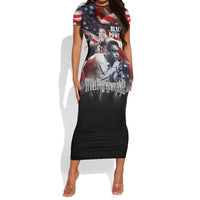 Stokely Carmichael Short Sleeve Bodycon Dress American Flag Background Black Power Quote Civil Rights Leader Powerful Speech - Wonder Print Shop
