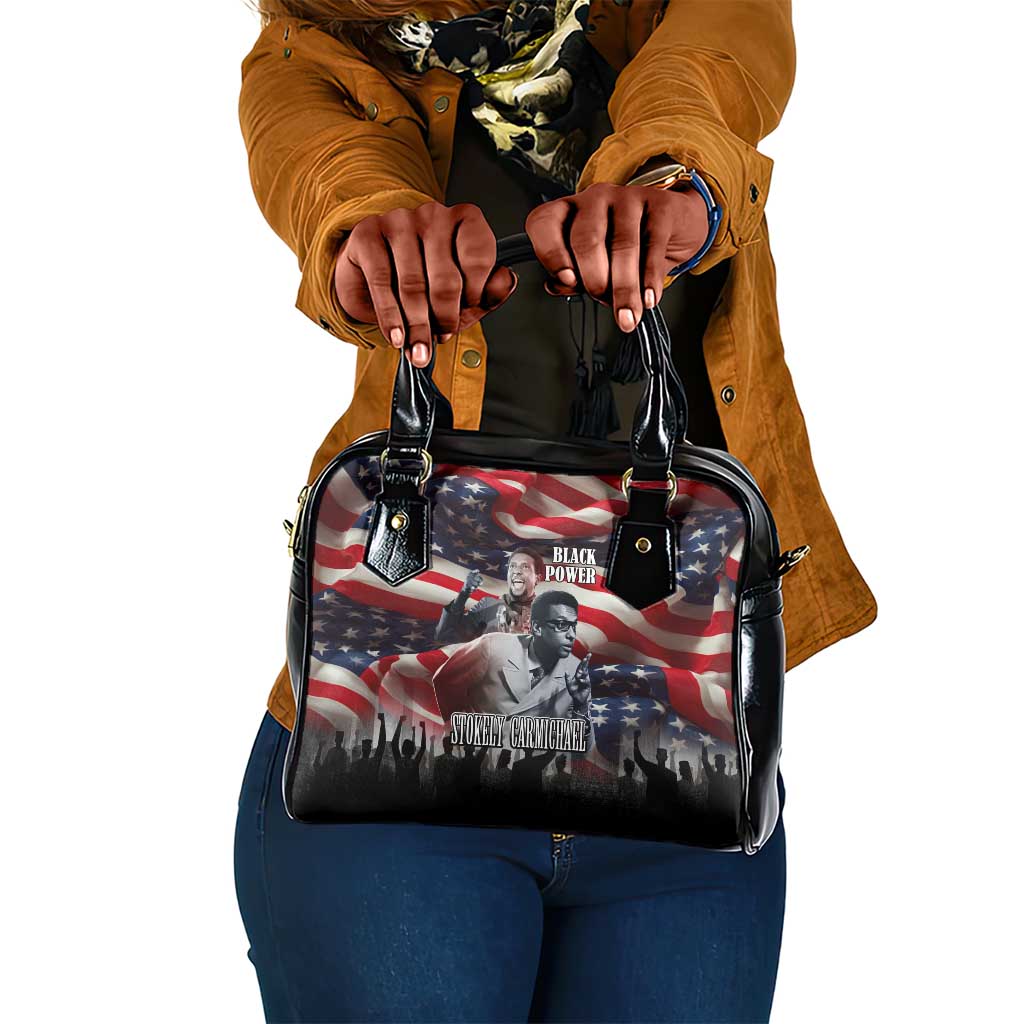 Stokely Carmichael Shoulder Handbag American Flag Background Black Power Quote Civil Rights Leader Powerful Speech - Wonder Print Shop