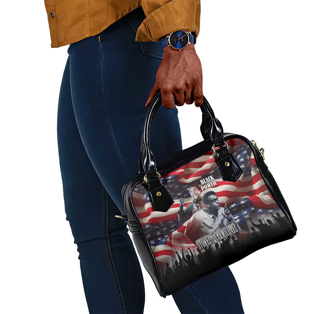 Stokely Carmichael Shoulder Handbag American Flag Background Black Power Quote Civil Rights Leader Powerful Speech - Wonder Print Shop