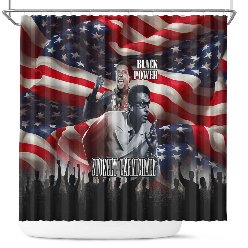 Stokely Carmichael Shower Curtain American Flag Background Black Power Quote Civil Rights Leader Powerful Speech - Wonder Print Shop