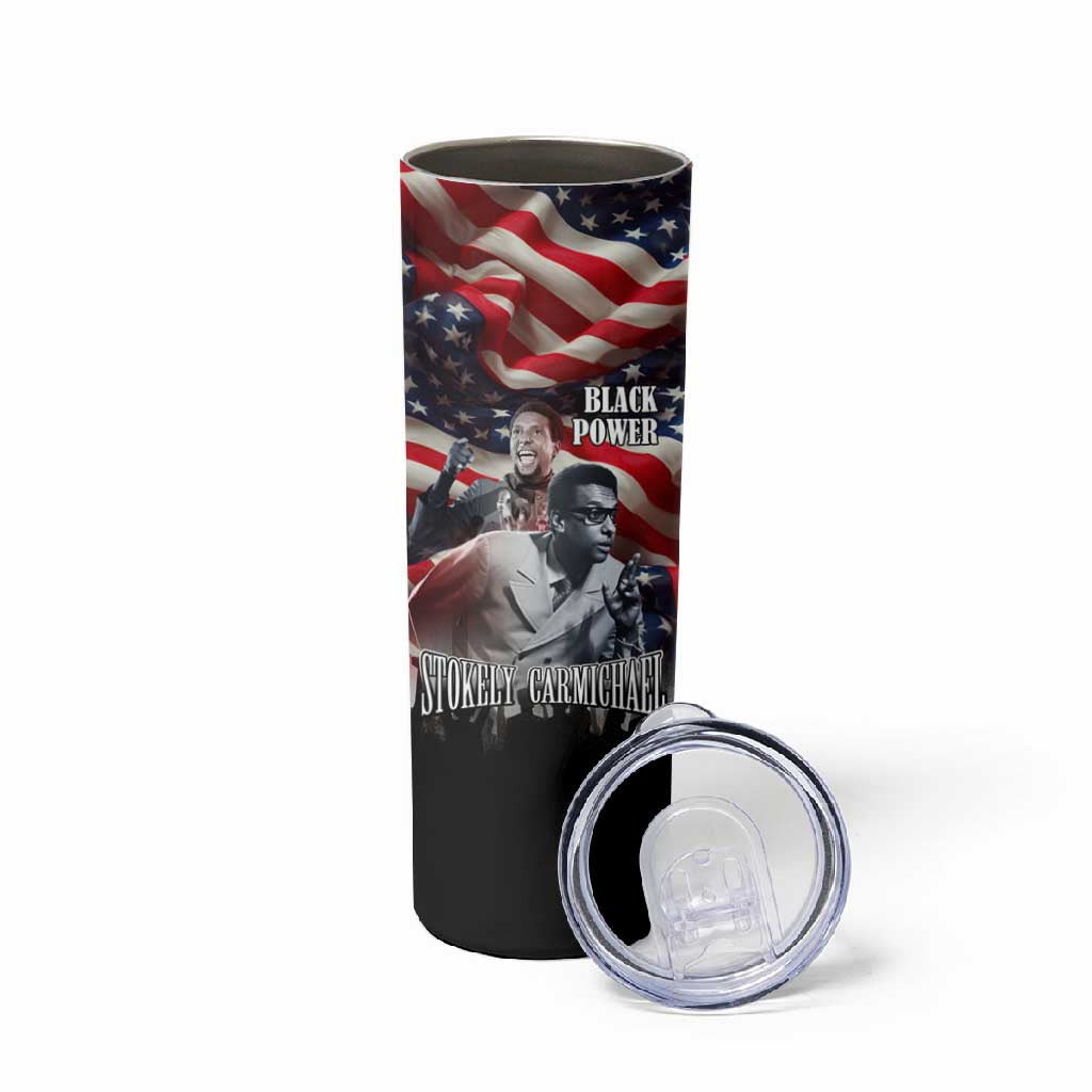 Stokely Carmichael Skinny Tumbler American Flag Background Black Power Quote Civil Rights Leader Powerful Speech - Wonder Print Shop