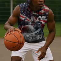 Stokely Carmichael Sleeveless Hoodie American Flag Background Black Power Quote Civil Rights Leader Powerful Speech - Wonder Print Shop