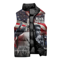 Stokely Carmichael Sleeveless Puffer Jacket American Flag Background Black Power Quote Civil Rights Leader Powerful Speech - Wonder Print Shop