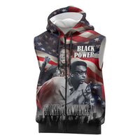 Stokely Carmichael Sleeveless Zip Hoodie American Flag Background Black Power Quote Civil Rights Leader Powerful Speech - Wonder Print Shop