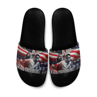 Stokely Carmichael Slide Sandals American Flag Background Black Power Quote Civil Rights Leader Powerful Speech - Wonder Print Shop