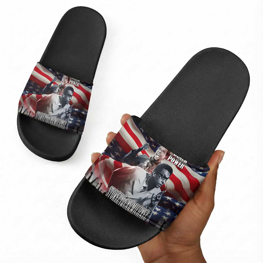 Stokely Carmichael Slide Sandals American Flag Background Black Power Quote Civil Rights Leader Powerful Speech - Wonder Print Shop