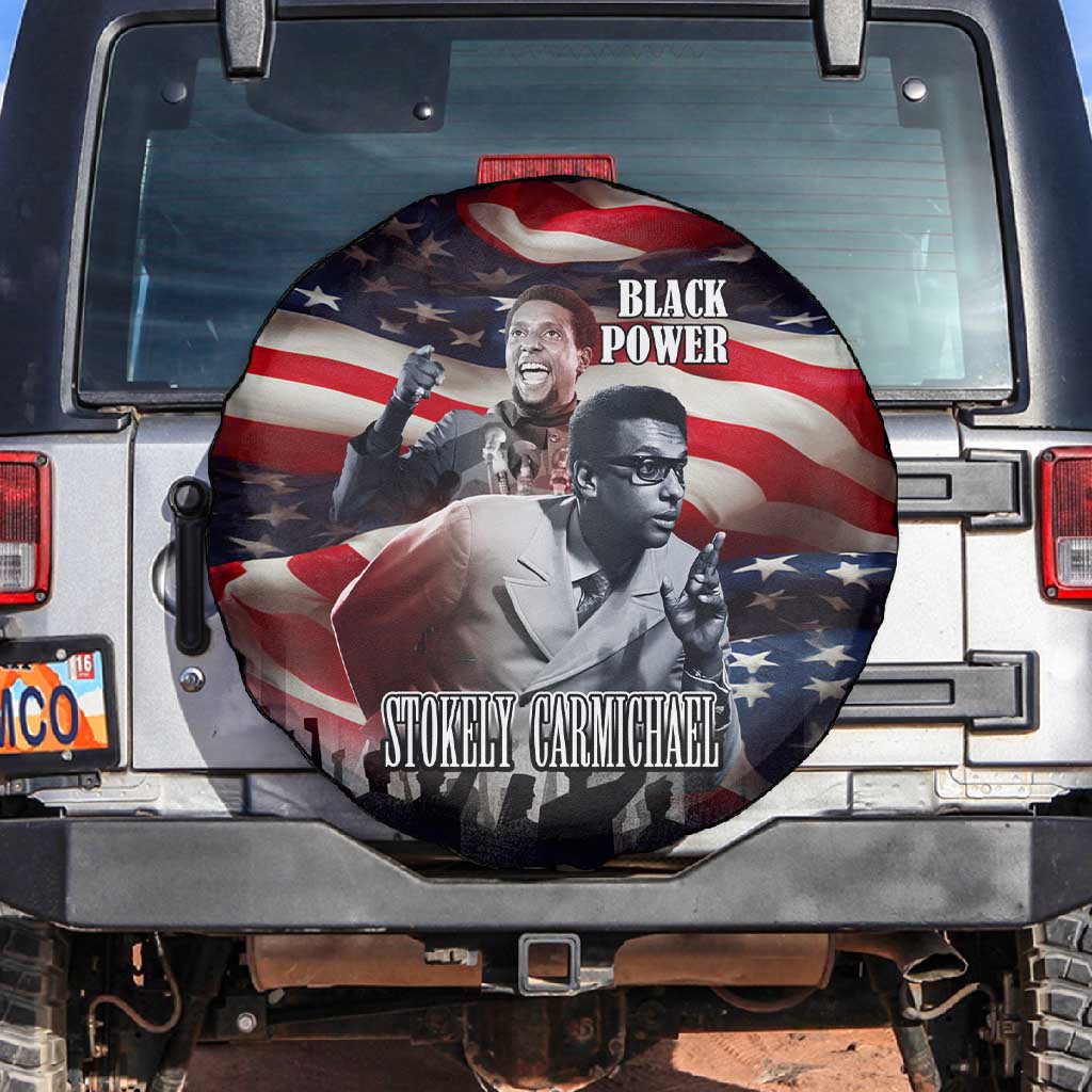 Stokely Carmichael Spare Tire Cover American Flag Background Black Power Quote Civil Rights Leader Powerful Speech - Wonder Print Shop