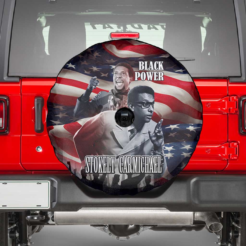 Stokely Carmichael Spare Tire Cover American Flag Background Black Power Quote Civil Rights Leader Powerful Speech - Wonder Print Shop