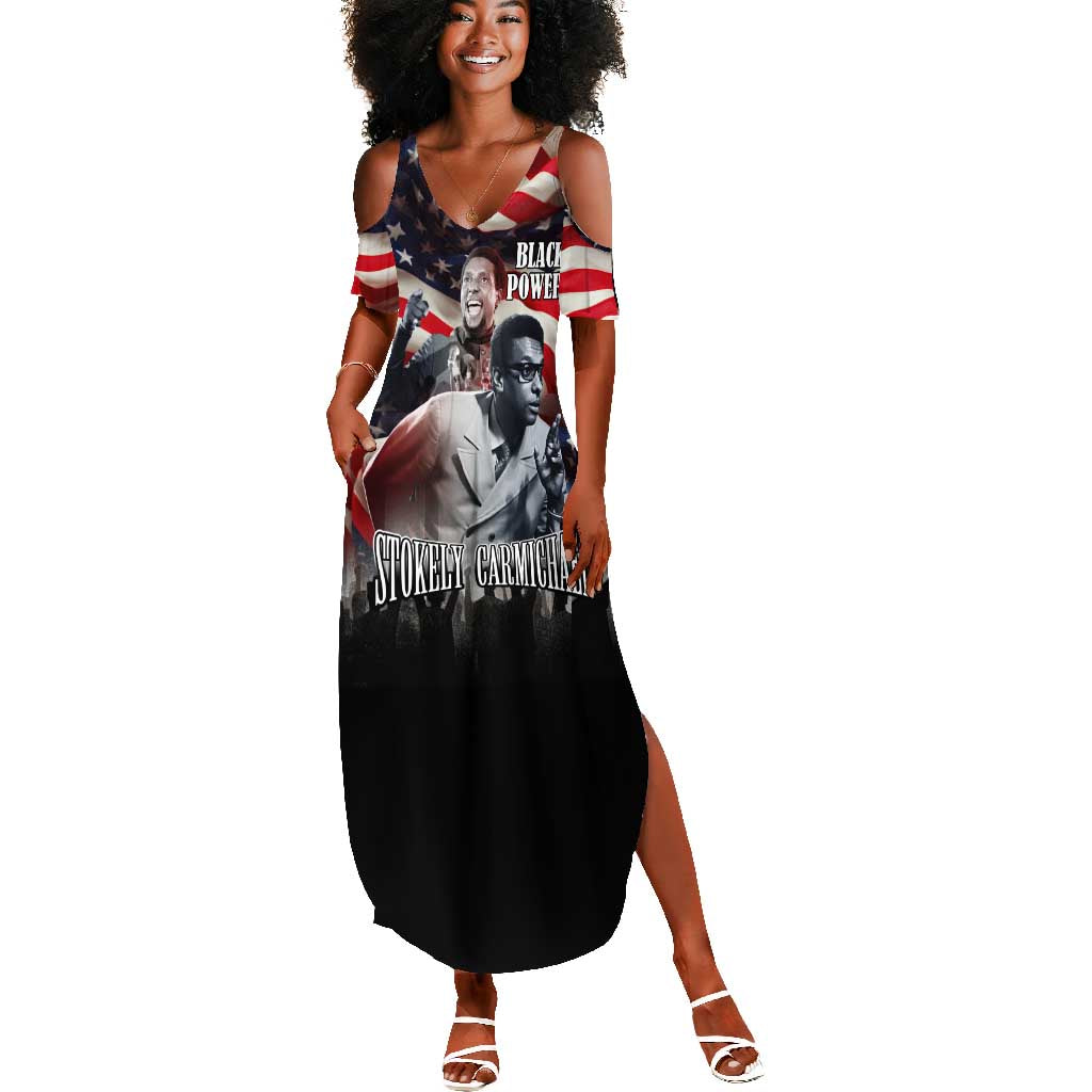 Stokely Carmichael Summer Maxi Dress American Flag Background Black Power Quote Civil Rights Leader Powerful Speech - Wonder Print Shop