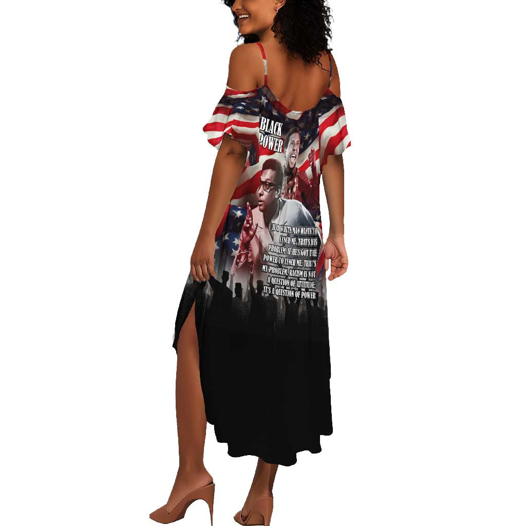 Stokely Carmichael Summer Maxi Dress American Flag Background Black Power Quote Civil Rights Leader Powerful Speech - Wonder Print Shop