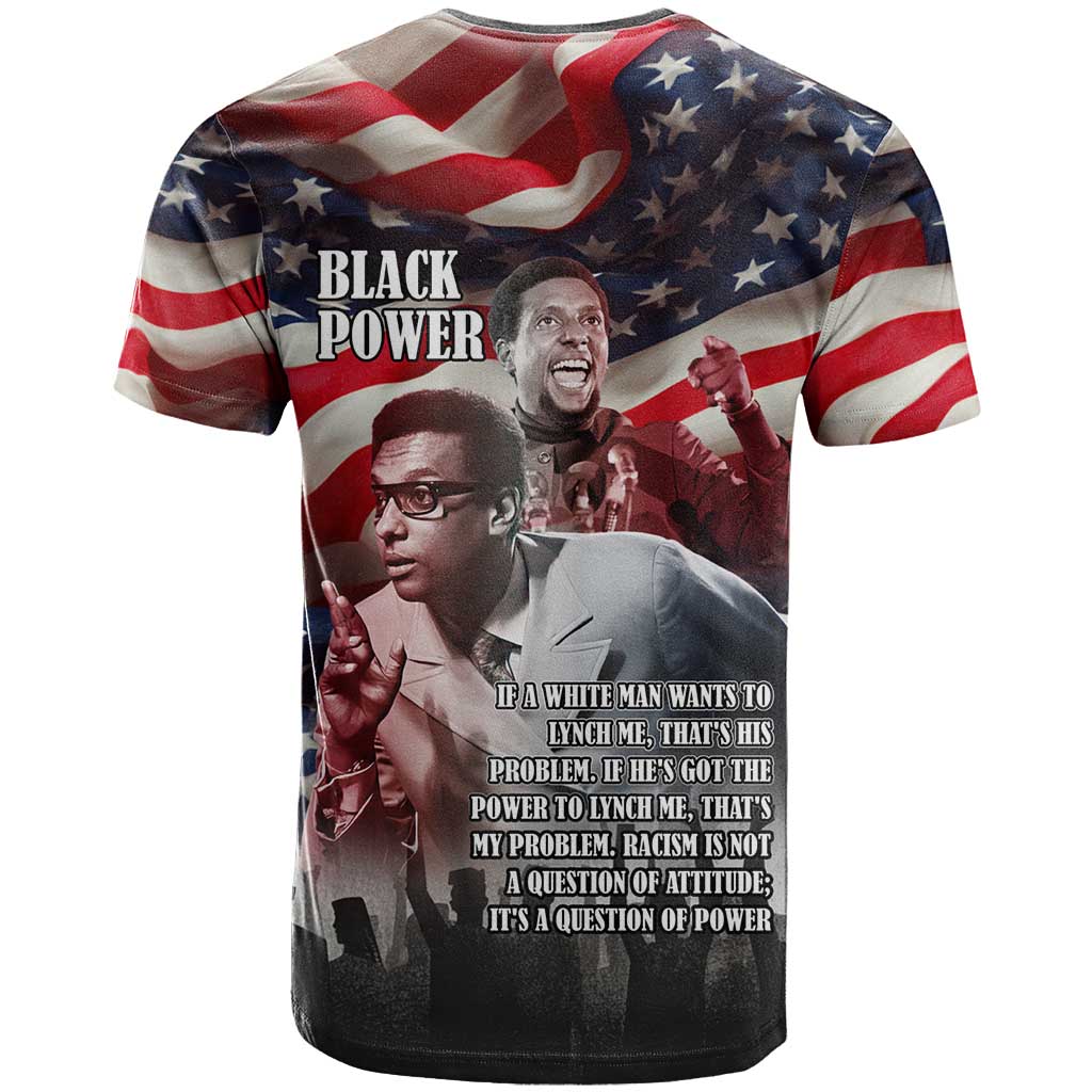 Stokely Carmichael T shirt American Flag Background Black Power Quote Civil Rights Leader Powerful Speech - Wonder Print Shop