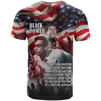 Stokely Carmichael T shirt American Flag Background Black Power Quote Civil Rights Leader Powerful Speech - Wonder Print Shop