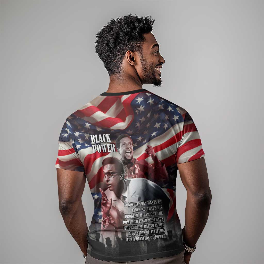 Stokely Carmichael T shirt American Flag Background Black Power Quote Civil Rights Leader Powerful Speech - Wonder Print Shop