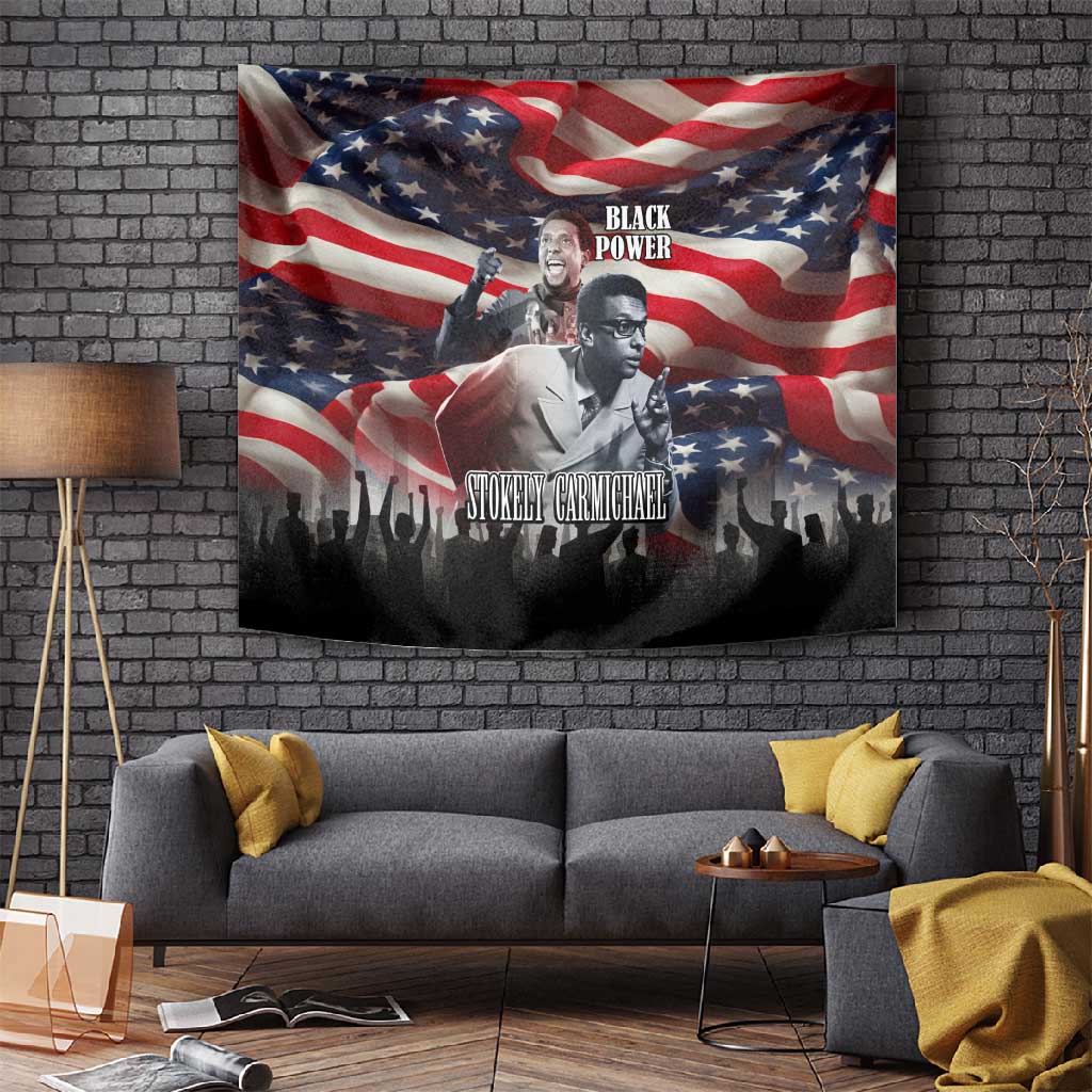 Stokely Carmichael Tapestry American Flag Background Black Power Quote Civil Rights Leader Powerful Speech - Wonder Print Shop