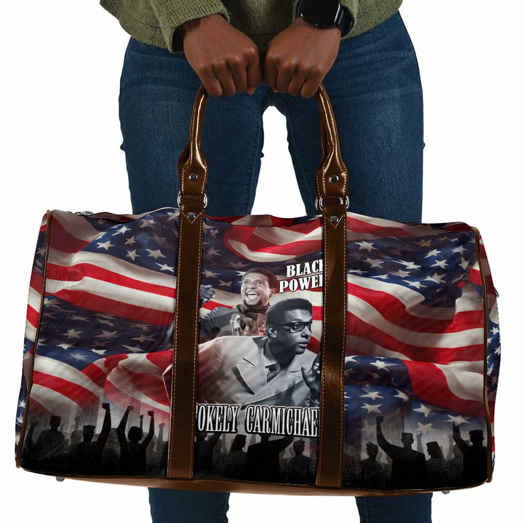 Stokely Carmichael Travel Bag American Flag Background Black Power Quote Civil Rights Leader Powerful Speech - Wonder Print Shop