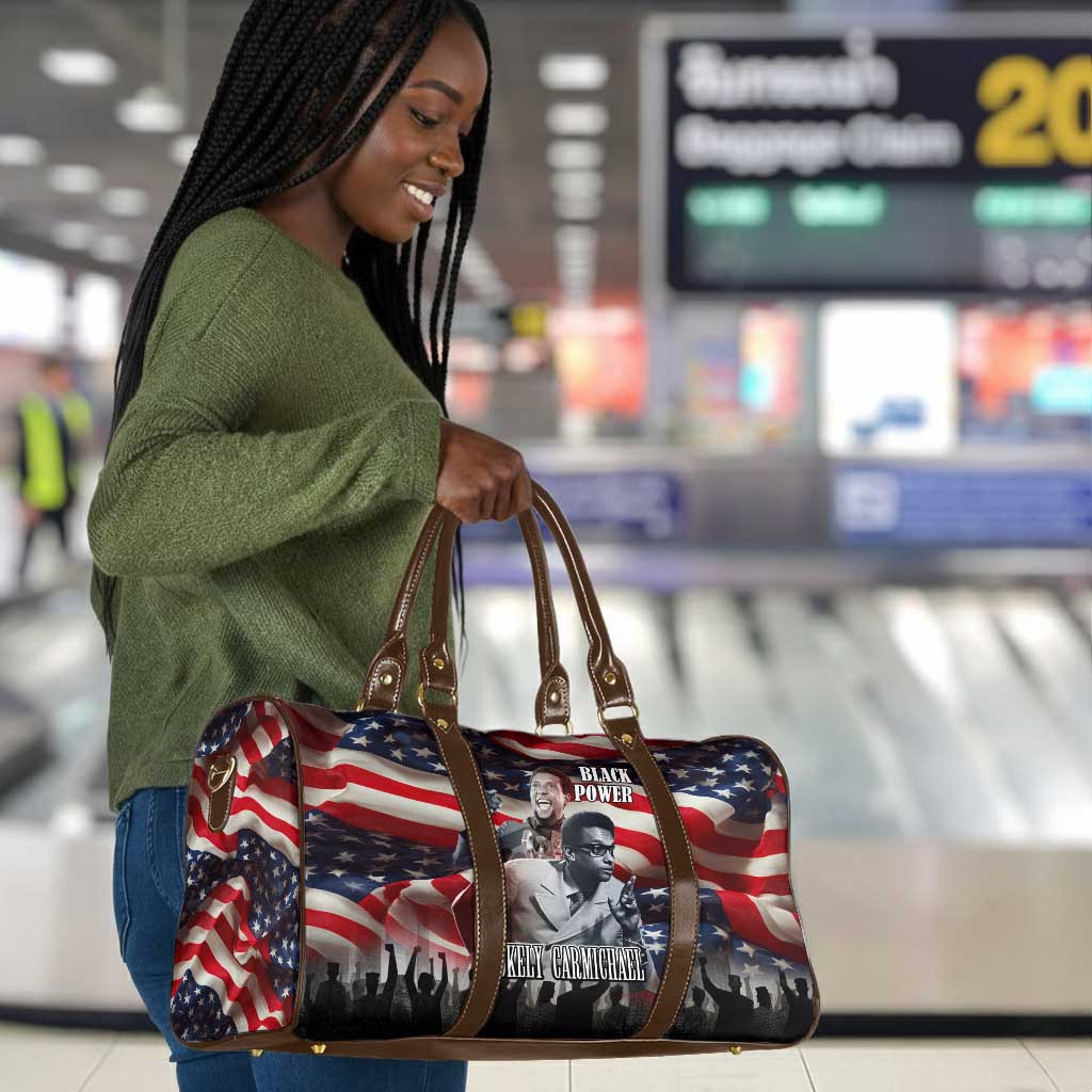 Stokely Carmichael Travel Bag American Flag Background Black Power Quote Civil Rights Leader Powerful Speech - Wonder Print Shop