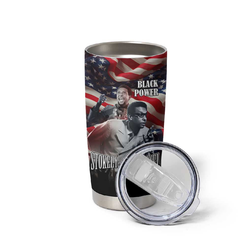 Stokely Carmichael Tumbler Cup American Flag Background Black Power Quote Civil Rights Leader Powerful Speech - Wonder Print Shop