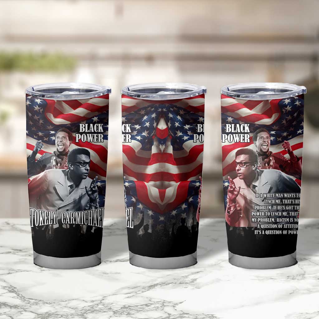 Stokely Carmichael Tumbler Cup American Flag Background Black Power Quote Civil Rights Leader Powerful Speech - Wonder Print Shop