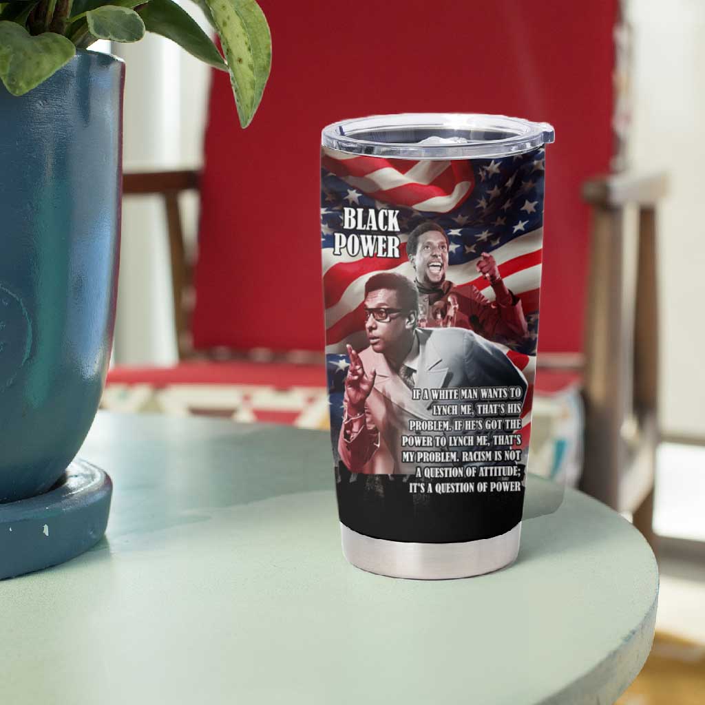 Stokely Carmichael Tumbler Cup American Flag Background Black Power Quote Civil Rights Leader Powerful Speech - Wonder Print Shop