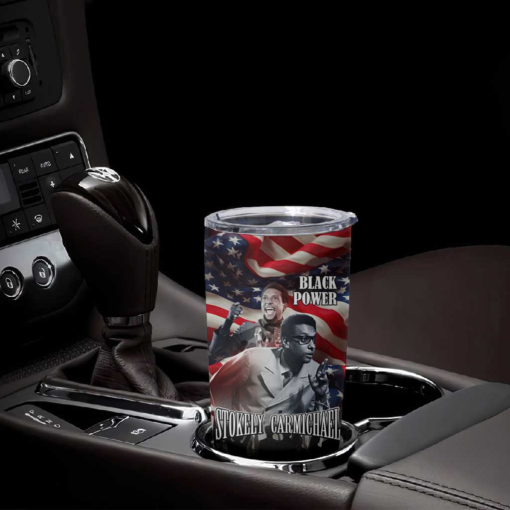 Stokely Carmichael Tumbler Cup American Flag Background Black Power Quote Civil Rights Leader Powerful Speech - Wonder Print Shop