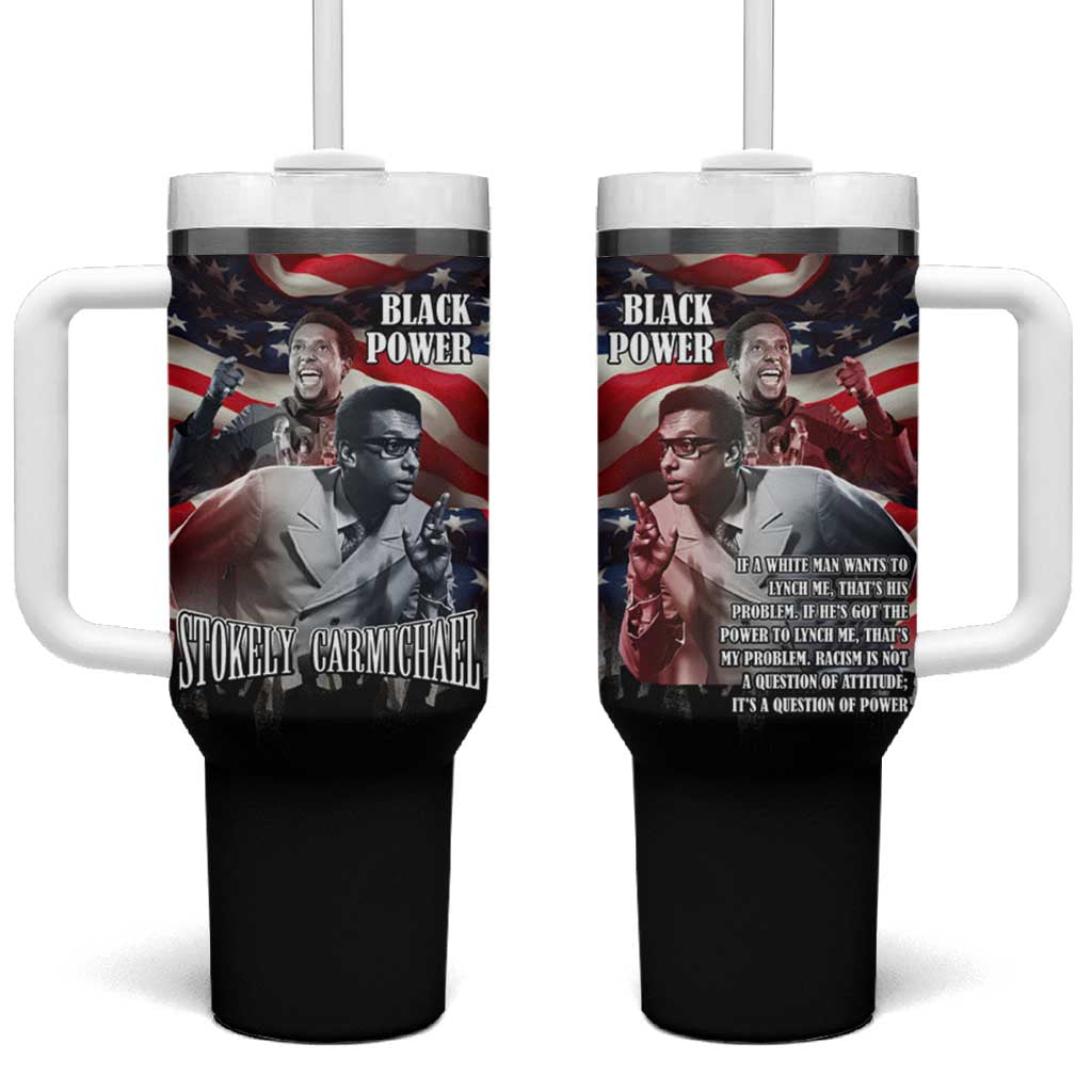 Stokely Carmichael Tumbler With Handle American Flag Background Black Power Quote Civil Rights Leader Powerful Speech - Wonder Print Shop