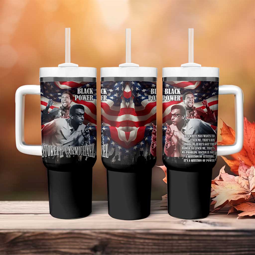 Stokely Carmichael Tumbler With Handle American Flag Background Black Power Quote Civil Rights Leader Powerful Speech - Wonder Print Shop