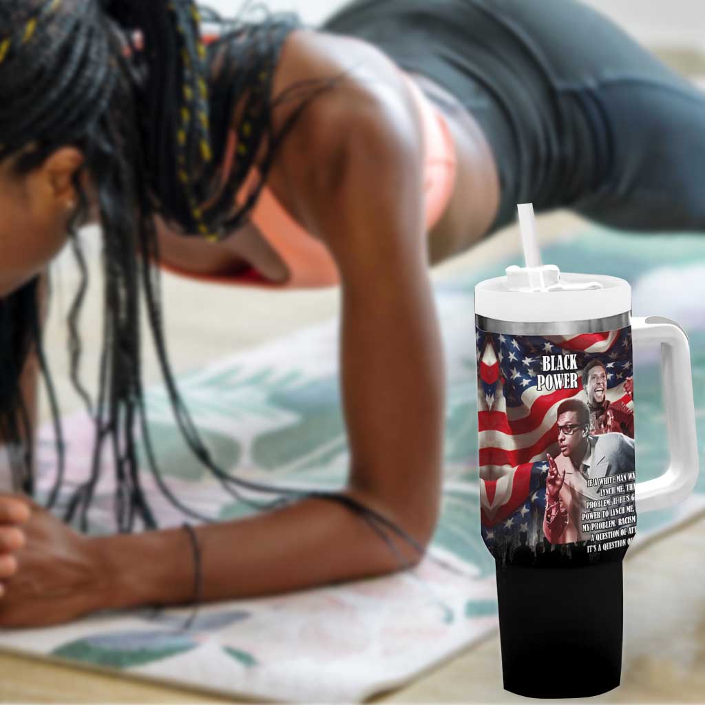 Stokely Carmichael Tumbler With Handle American Flag Background Black Power Quote Civil Rights Leader Powerful Speech - Wonder Print Shop