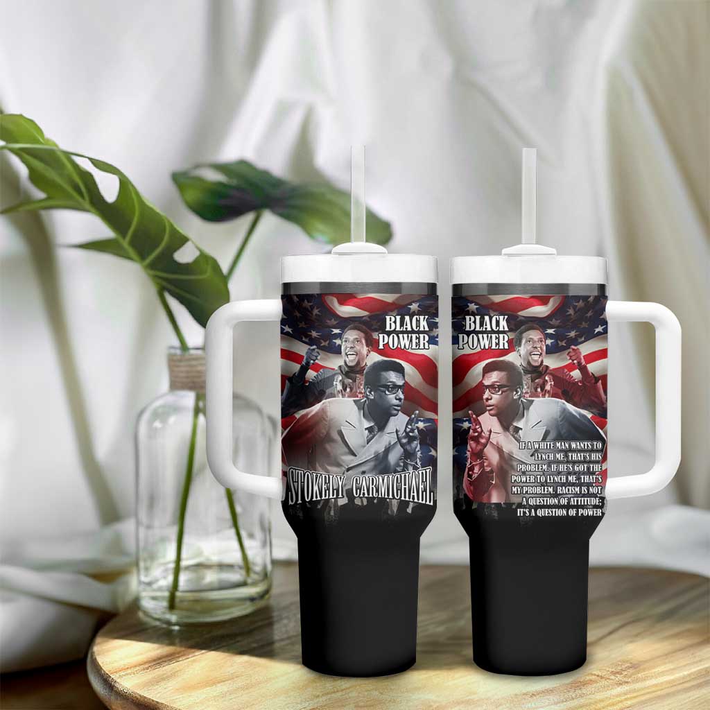 Stokely Carmichael Tumbler With Handle American Flag Background Black Power Quote Civil Rights Leader Powerful Speech - Wonder Print Shop
